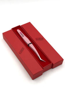 Pince à épiler professionnelle pour extensions de cils, nouvelle génération, rose clair, revêtement en poudre, pointe argentée en acier inoxydable, antistatique, 10 mm - Product Image 6