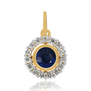 Pendentif détachable de luxe en argent sterling 925 plaqué or avec pierre précieuse de quartz bleu - Product Image 1
