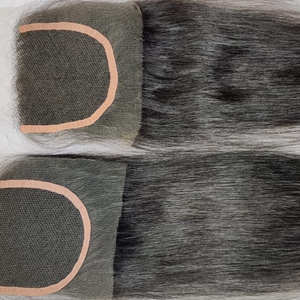 Extensiones de cabello humano con encaje Frontal y cola de caballo, 100% Natural, liso, HD, 4x4, marrón claro, 5x5 - Product Image 2