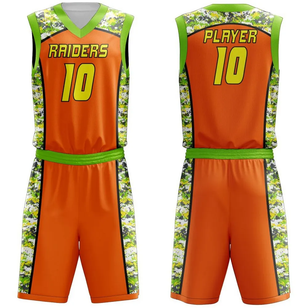 Polyester Custom Men Sublimation Reversible Basketball Uniform Kit Basket Ball Jersey & Shorts Uniform Set