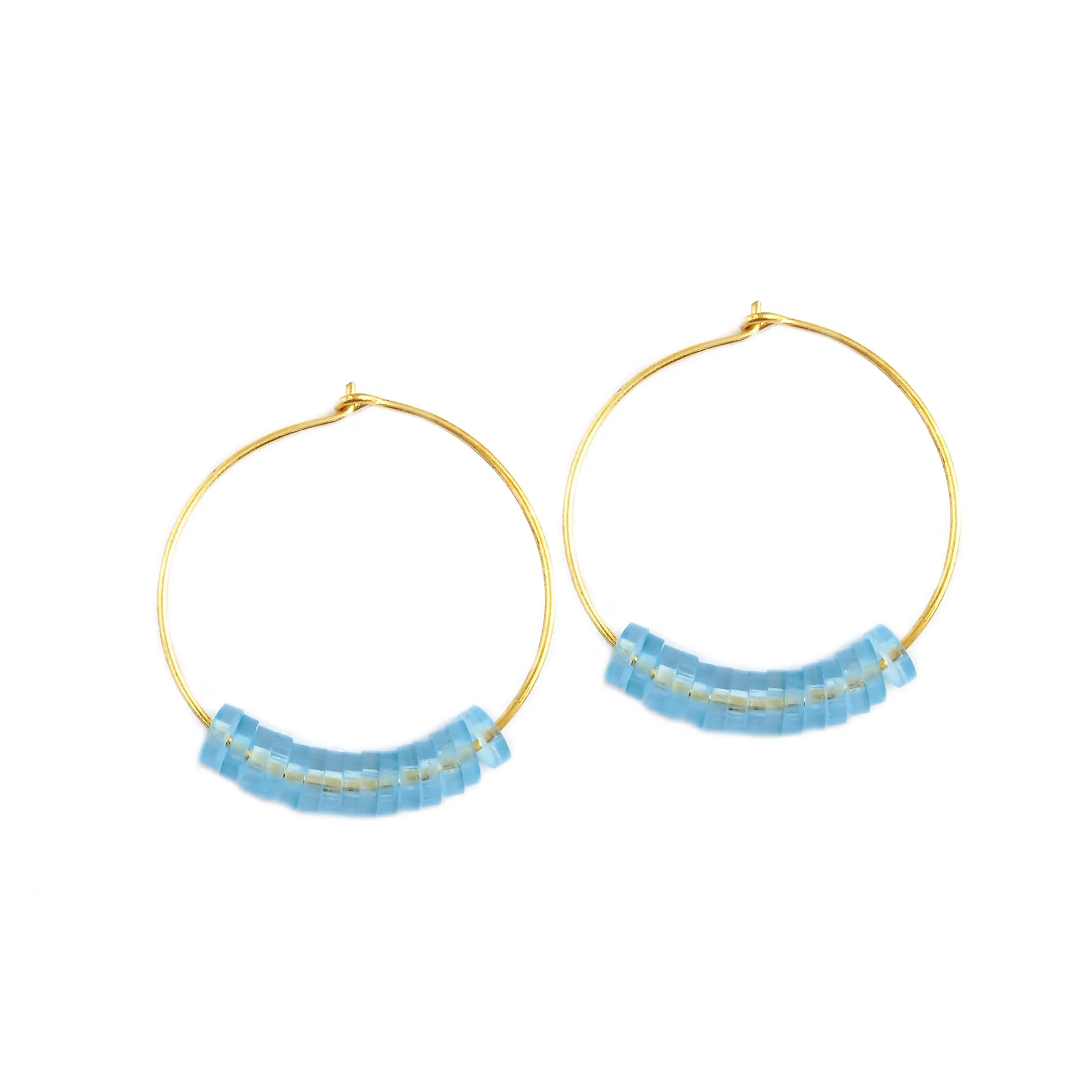 Light Blue Color Acrylic Heishi Beads Hoop 6mm Flat Disc Beads Wedding Earrings