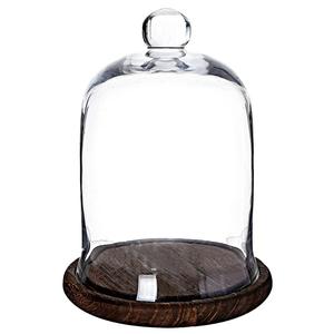 Natural Wooden Cake Stand With <b>Glass</b> <b>Dome</b> - Product Image 1