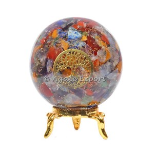New Arrival Seven <b>Chakra</b> Orgone Spheres with <b>Tree</b> shaped stones - Product Image 1