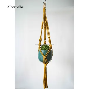 Bán Buôn Trang Trí Nội Thất Trong Nhà Đay Rope Planter Pot Chủ Crochet Tassel Macrame Tường Plant Hanger Treo Thực Vật Móc Treo