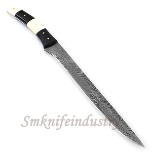 New Custom Hand Forged Damascus Fillet Fishing knife With leather Sheath cover (smk1633) - Product Image 2