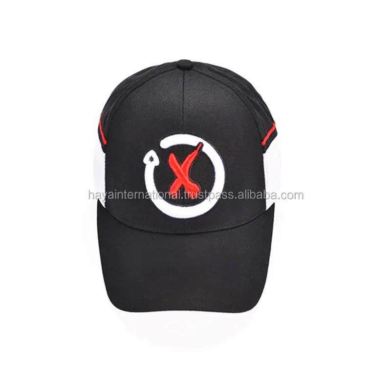 Topi bisbol 100% katun Jet hitam kualitas tinggi dengan X Logo topi olahraga bordir kustom