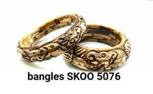 Bracelets indiens créatifs pour femmes, SK NOOR SONS SK00 5076 2021, nouveaux bijoux fantaisie en laiton plaqué or, sculptés, simples, à ouverture - Product Image 2