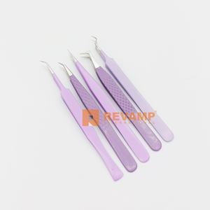 Pince à épiler pour cils en acier inoxydable violet durable de marque privée pointe pointue pour extensions d'application manuelle - Product Image 2