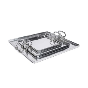 Dining Table <b>Decoration</b> Catering Serving Metal Trays <b>Engagement</b> Party Dinner Server Set of 3 Food Serving Tray - Product Image 1