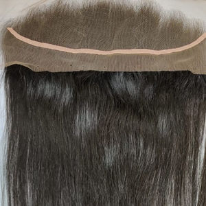 13X4 oreille oreille avant dentelle fermetures perruques frontal dentelle indienne Extensions de cheveux vierge Remy soyeuse droite vague Machine Double trame - Product Image 2