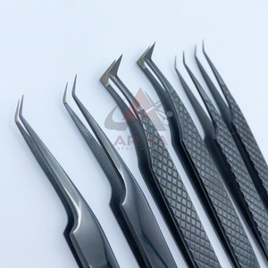 Pince à épiler d'extension de cils à pointe en fibre d'or Pointe pointue en acier inoxydable soutenue par plasma Logo Volume Nanotechnologie Pince à cils - Product Image 5