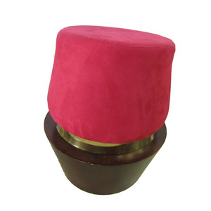 Tabouret de chevet en velours rose, rond et moderne, de luxe, haut en métal, pour salon, bon marché - Product Image 5