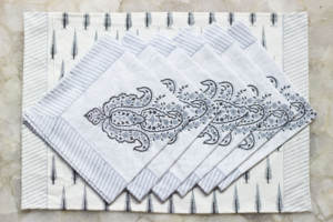 Ensemble de 6 draps de Table et 6 tapis à main en coton, imprimé Floral indien, accessoire pour le bricolage - Product Image 3