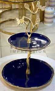 Présentoir à gâteaux noir à 2 niveaux, designer unique pour la décoration des articles de service, de mariage et de fête, présentoir à gâteaux de luxe - Product Image 3