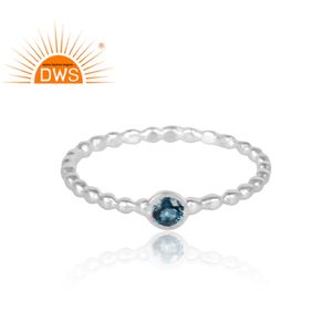 ธรรมชาติรอบตัดลอนดอนสีฟ้าบุษราคัมพลอยแหวนเครื่องประดับผู้ผลิต925เงินสเตอร์ลิง Dainty แหวนเครื่องประดับปรับผู้ผลิต - Product Image 2