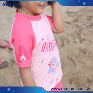Rashguard bleu unisexe pour enfants avec motif sirène adorable, manches courtes, 84% polyester + 16% élasthanne - Product Image 4