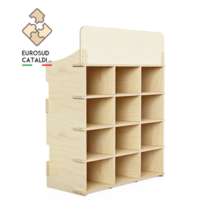 Bel espositore da banco in legno realizzato in italia in betulla altezza 67 cm per negozi e supermercati. - Product Image 1