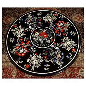 Tableros Redondos para Mesa con Incrustaciones de Mármol Negro Natural - Product Image 1