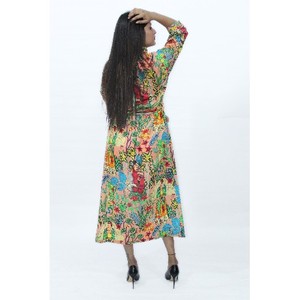 Nouvelle arrivée 100% coton fait à la main léger Long Kimono Robe élégant tunique vêtements de plage robe de nuit col en v imprimé fleuri adultes - Product Image 6