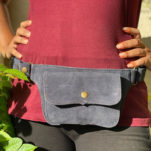 Cinturones de cuero de ante auténtico para hombre y mujer, Cangurera con bolsillo en la cadera, multiusos, elegante, Unisex - Product Image 5