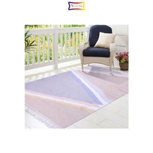 Meilleure vente de tapis moderne en coton rectangulaire fait à la main Service OEM personnalisé Design géométrique Kilim avec style tissé brodé à la main - Product Image 1