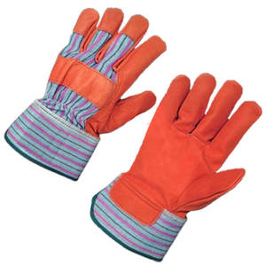 Guantes de seguridad industrial resistentes de calidad superior Guantes de construcción de Palma de cuero de vaca en la espalda de algodón - Product Image 1