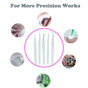 German Stainless Steel Eyelash <b>Tweezers</b> Set Pointed Tip Mirror Polish <b>Manicure</b> Lash <b>Tweezers</b> Kit With Leather Case - Product Image 2