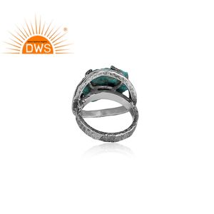 Bague en argent massif 925 avec turquoises naturelle, pierre brute, vente en gros, fournitures de bijoux - Product Image 4