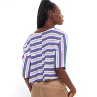 Nouveauté - T-shirts décontractés pour femmes à rayures, col rond, manches trois quarts, 100% coton, respirants, compressés, séchage rapide