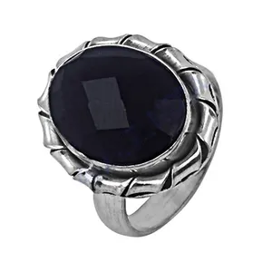 Schwarzer Onyx Ring Hand gefertigter 925er Sterling Silber Ring Großhändler Indien echtes Silber Schwarzer Onyx Statement Ring