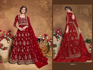 Robe en tissu à filet de travail brodé pour femmes, qualité lourde, avec paillettes et broderie, pour dames, tenue de soirée, style anarkali - Product Image 5