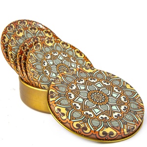 MANDALA DESIGNED AND BOXED SIX METAL <b>TEA</b> MAT - COASTER MADE IN TURKEY - Product Image 1