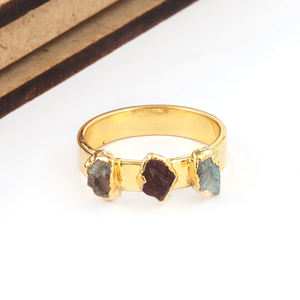 แหวนเพชร Labradorite Garnet & Herkimer,แหวนเพชรแร่ธรรมชาติแบบเรียบหรูดูดีแหวนพลอยหยาบสำหรับผู้หญิง - Product Image 5