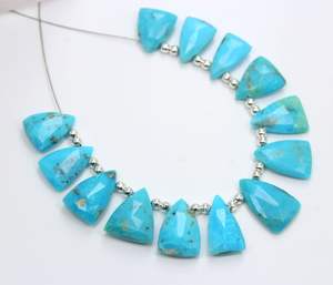 Haute Qualité Naturel Arizona Turquoise Facettes Trillion Forme Perles En Vrac Pierre Pierres Précieuses pour La Fabrication De Bijoux - Product Image 3