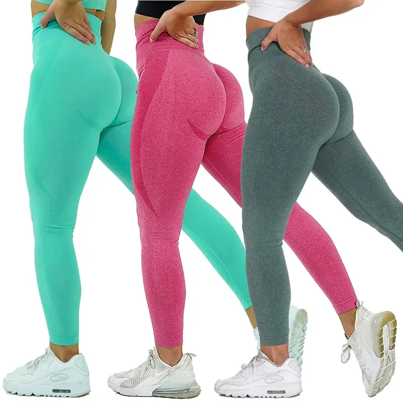 Mallas recicladas multicolor de cintura alta con logo personalizado para chicas, pantalones de Yoga con realce de trasero, sin costuras, Jacquard