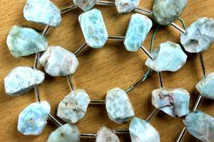 Piedra Natural Larimar de buena calidad, 21 piezas, forma irregular, Gema rugosa, taladro lateral superior, fabricación de joyas - Product Image 3