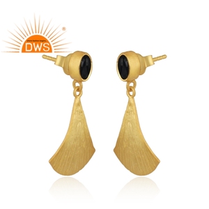 Newest Black onyx <b>Silver</b> <b>Earring</b> Gold Plated Gemstone <b>Earring</b> Supplier Of Handmade <b>Silver</b> <b>Stud</b> <b>Earring</b> - Product Image 2