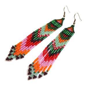 Pendientes de moda con cuentas florales, pendientes de flores, pendientes colgantes con flecos, pendientes de cuentas de semillas, pendientes bohemios, pendientes de cuentas de semillas - Product Image 1