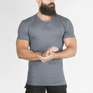 T-shirt à manches courtes en polyester/coton tricoté, coupe ajustée, respirant, écologique, pour la musculation et les performances musculaires, style streetwear - Product Image 6