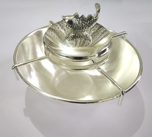 Bạc hoàn thành trứng cá muối máy chủ với bát thủy tinh đặc biệt sử dụng cho món ăn như cá tầm roe - Product Image 2