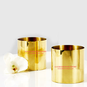Florero de cilindro superior de mesa chapado en oro para sala de estar, mesa de Metal chapado en oro, centros de mesa, macetas de flores - Product Image 4