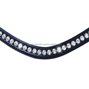 Bracelet de griffe en cuir en cristal transparent personnalisé, chaîne métallique scintillante, forme incurvée, en cuir anglais noir, vente en gros, prix - Product Image 2