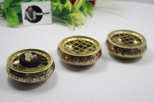 Tradnary Fragrance Rose Bowl Three Piece Set in Brass With Etched Design & Colored Modern Design & New Style for Fragrance Oil - Product Image 3