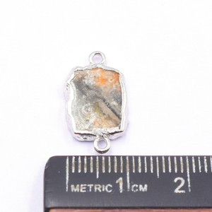 Conector Rectangular de Jaspe Abeja de 18-20mm, Latón Plateado con Anilla para Fabricación de Joyas - Product Image 3
