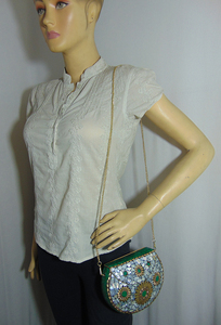 Retro Geometric Mosaic Color Shell Evening <b>Bag</b> Woman Lowellcraft.com FLAP Shape From Delhi - Product Image 5