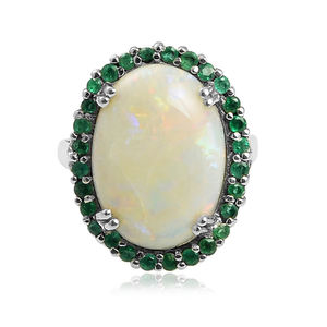 Anillo de piedra múltiple de ópalo verde de Plata de Ley 925 de lujo, diseños clásicos, joyería de piedras preciosas para bodas, fiestas directas - Product Image 2