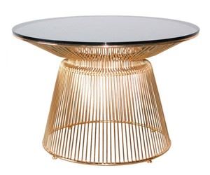 Table basse à dessus rond fini antique Base en métal classique Table au design unique Table basse décorative - Product Image 6