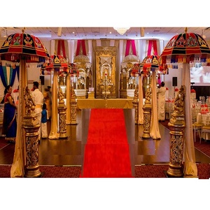 Wedding Golden Decorative Walkway Pillars Decor Decorated Golden FRP Walkway Pillars Luxury Weddings Golden Carved Walkways - Product Image 1