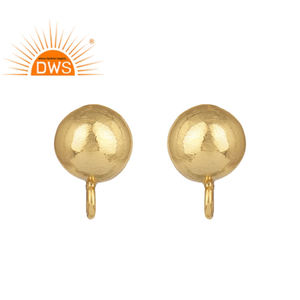 Pendientes de Botón Art Deco de Diseño Nuevo, Joyería de Fabricante, Chapados en Oro de 18k, Plata de Ley 925, Colección Clásica - Product Image 1