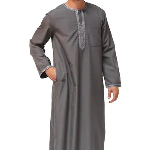 Toptan Jubbah İslam erkekler özel renkler giyim thobe arap tasarım daffah müslüman thobe